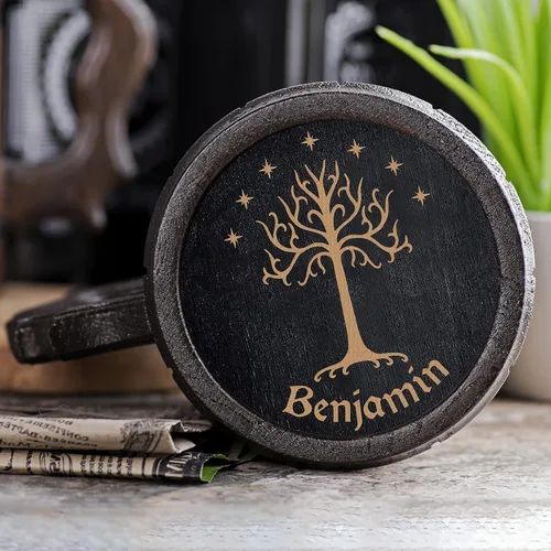 Miniatura 5 de Taza de árbol blanco. Regalo personalizado. Jarro de cerveza de madera para el día del padre, regalo para el esposo, 17 onzas/K77