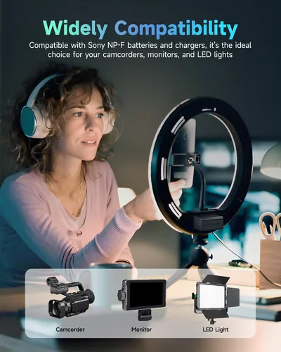 Miniatura 2 de FirstPower Paquete de 2 baterías NP-F970 y cargador dual USB para batería Sony NP-F970 F960 F950 F930 F750 F570 F550 F530 F330 y Sony Handycams
