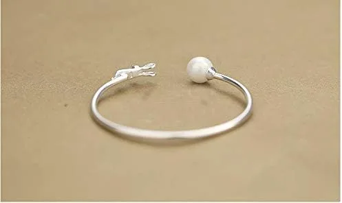 Miniatura 6 de Personality New Art - Pulsera abierta de plata de ley 925 con perlas de gato calidad