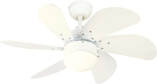 Westinghouse Lighting 7234400 Turbo Swirl - Ventilador de techo interior blanco de 30 pulgadas, lámpara LED regulable con vidrio esmerilado de ópalo