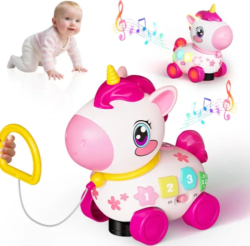 Juguetes de unicornio para niñas de 1 año, regalos, juguetes musicales de aprendizaje para bebés de 6-9-12-18 meses, juguetes educativos bilingües