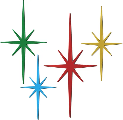 Miniatura 16 de Blulu 4 piezas de decoración de pared de hierro fundido con forma de estrella de Starburst, decoración de metal de mediados de siglo moderno, Gris