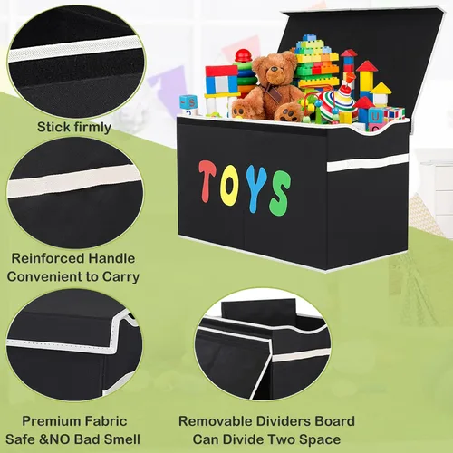 Miniatura 5 de YOLOXO Caja de Juguetes Cofre, Contenedores de Almacenamiento Plegables Resistentes con Tapas, Cajas Organizadoras de Almacenamiento de Juguetes