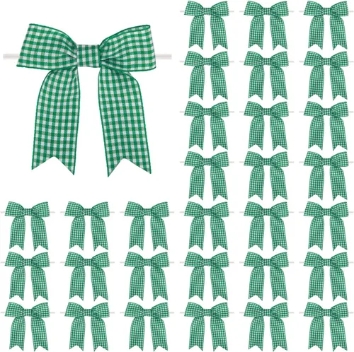Miniatura 11 de Meseey 30 lazos de cinta de cuadros de 3.5 pulgadas con lazo torcido, lazos de lana azul y blanco, para manualidades, cesta de envoltura de regalos