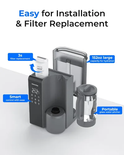 Miniatura 8 de Waterdrop Encimera de filtro de agua de ósmosis inversa M1, sistema de ósmosis inversa de encimera de agua caliente, 7 opciones de temperatura