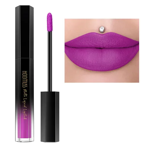 Miniatura 16 de Lápiz labial rojo de larga duración, pintalabios líquido mate para mujeres sin transferencia, a prueba de manchas, suave y fácil de aplicar