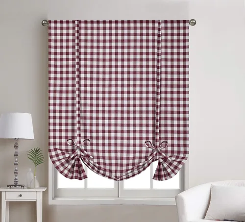 Miniatura 5 de Decotex 1 panel de cortina para ventana con bolsillo para cortinero a cuadros de búfalo (42 x 63 pulgadas, negro/blanco)