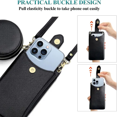 Miniatura 7 de Peacocktion - Bolso pequeño para teléfono celular, para mujeres, minibolso de hombro ligero para cruzarse por el cuello, con ranuras para tarjetas