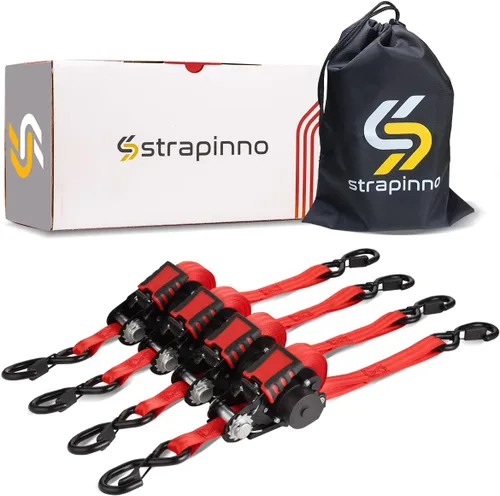 Miniatura 9 de Strapinno Correas de trinquete retráctiles: amarre resistente de 1 pulgada x 12 pies, 1800 libras de resistencia a la rotura cada uno, ganchos en S