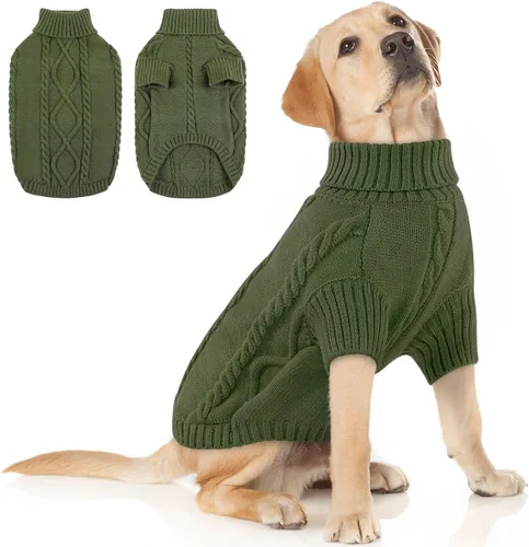 Miniatura 22 de Queenmore - Suéter de punto trenzado con cuello alto para perros pequeños, para climas fríos, para chihuahua, bulldog, teckel, carlino y yorkie, XS
