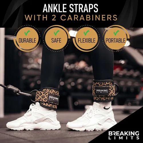 Miniatura 3 de BREAKING LIMITS Correas de tobillo para máquinas de cable para mujeres, juego de correas de tobillo para glúteos, accesorios de tobillo