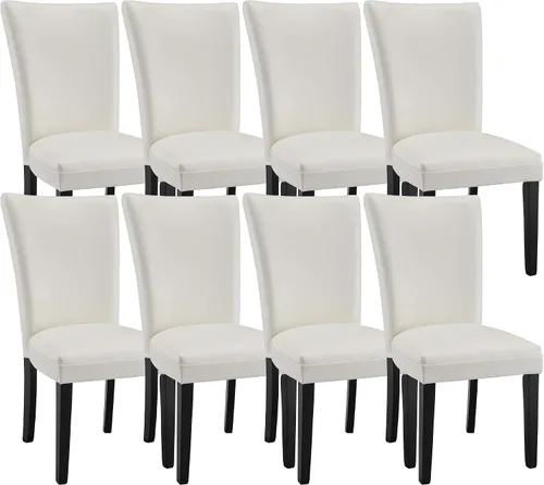 Miniatura 29 de LEEMTORIG Juego de 2 sillas de comedor de piel sintética modernas de mediados de siglo, sillas Parsons tapizadas de lujo con patas de madera maciza