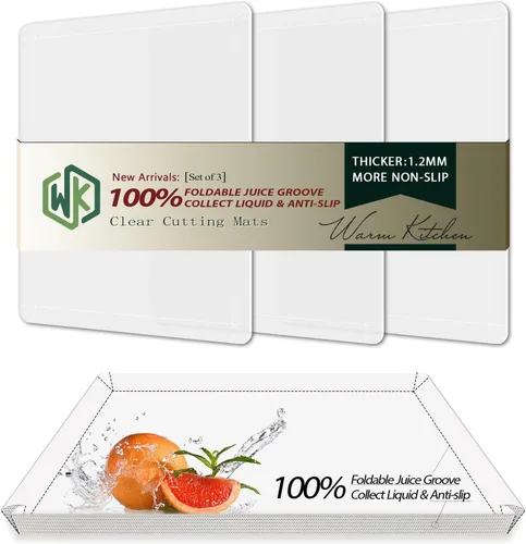 Miniatura 16 de WK - Tablas de cortar de plástico flexible para la cocina, alfombrilla de corte flexible antideslizante, láminas de corte delgadas, sin BPA, aptas