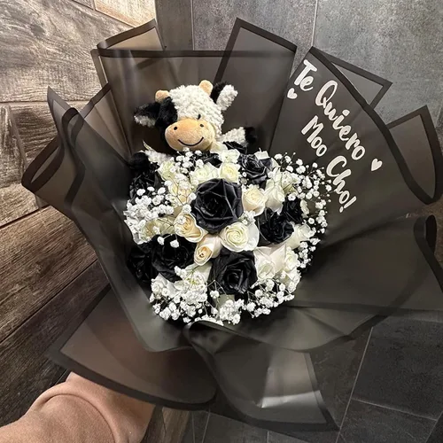 Miniatura 4 de VOWOVOSDAY 20 piezas de papel de regalo de flores, papel de regalo de ramo de flores para el día de San Valentín, suministros de ramo