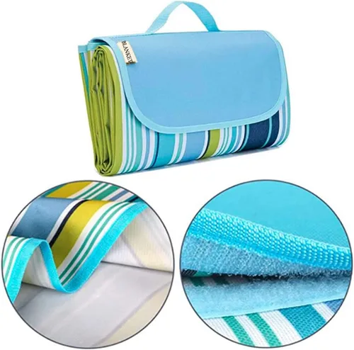 Miniatura 7 de PUPOPIK Manta de picnic para playa, tapete de picnic de 80 x 60 pulgadas, impermeable, plegable, manta familiar, manta portátil grande de picnic