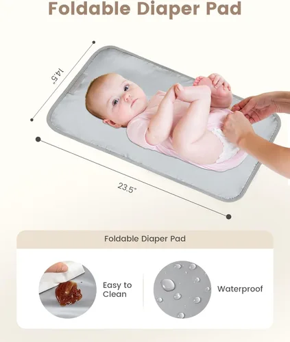 Miniatura 7 de LOVEVOOK Mochila para pañales, bolsa de bebé portátil de gran capacidad con cambiador de pañales plegable, bolsas de pañales impermeables para bebé