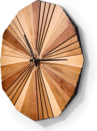 Reloj de pared de madera de Verso paramétrico, reloj decorativo de madera acústica en capas de madera contrachapada 3D (pequeño)