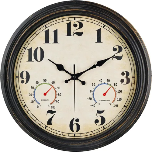 Miniatura 12 de zyzamay Reloj de pared retro de 12 pulgadas, fácil de leer, redondo, clásico, clásico, de cuarzo, funciona con pilas, decorativo para sala de estar