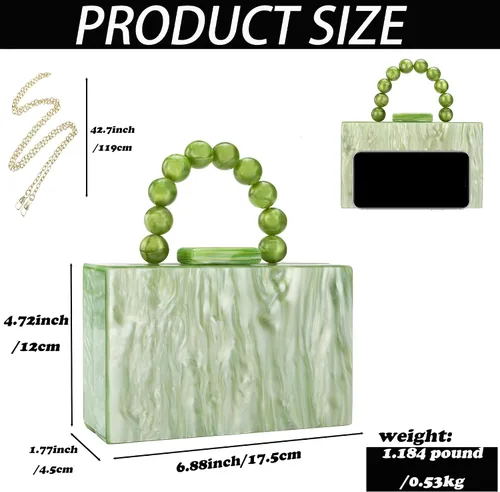 Miniatura 5 de Bolso de mano de acrílico para mujer, con estampado de leopardo, bolso de noche con cadena, bolso formal para fiesta, novia, boda, bolso de mano