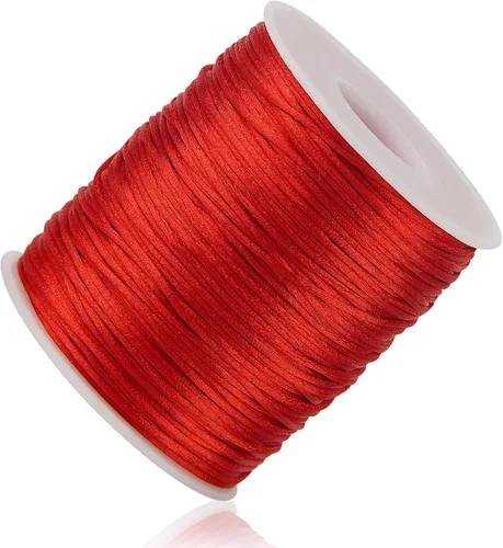 Cuerda de nylon rojo de 1 mm - 100 yardas de hilo trenzado para hacer pulseras, hilo de nylon para collares de joyería con cuentas de arcilla para