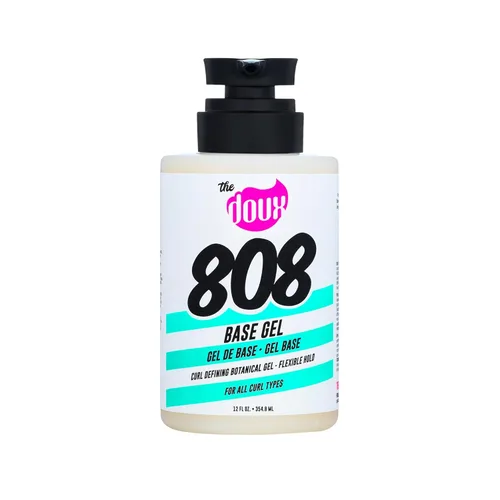 The Doux 808 Gel definidor de rizos base para cabello natural, gel de peinado de fijación media con miel, aloe y raíz de malvavisco, potenciador de