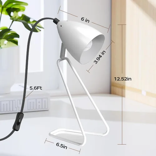 Miniatura 6 de PARTPHONER Juego de 2 lámparas de mesa pequeñas giratorias de 350°, modernas lámparas de noche de lectura blancas, adecuadas para estudio