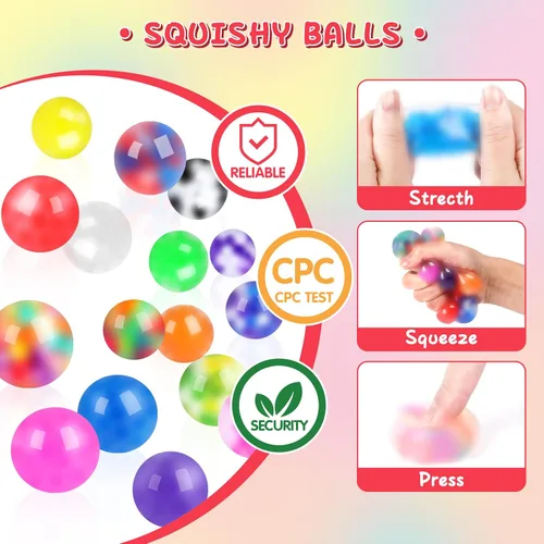 Miniatura 4 de BESNEL 160 Pack de bolas de estrés para adultos, bolas esponjosas a granel, juego de bolas de estrés, bolas anti-ansiedad y de juguete