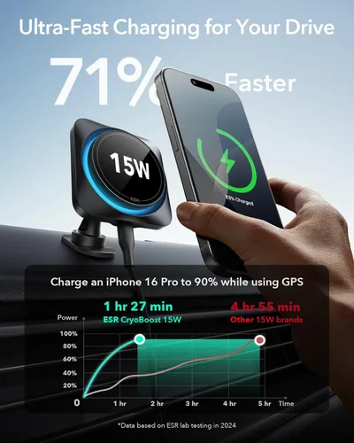 Miniatura 3 de ESR para Cargador de Coche MagSafe de 15W con CryoBoost, Cargador de Coche MagSafe con Enfriamiento de Teléfono, Carga Inalámbrica para Ranura