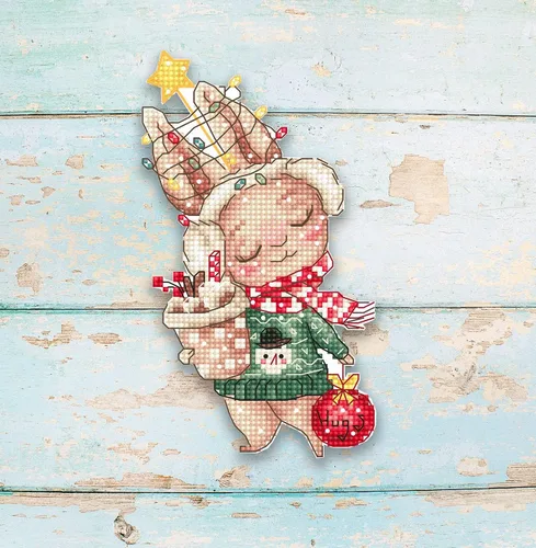 Miniatura 2 de Wizardi Kit de punto de cruz contado LetiStitch Navidad abrazos L8019 Abrazos navideños
