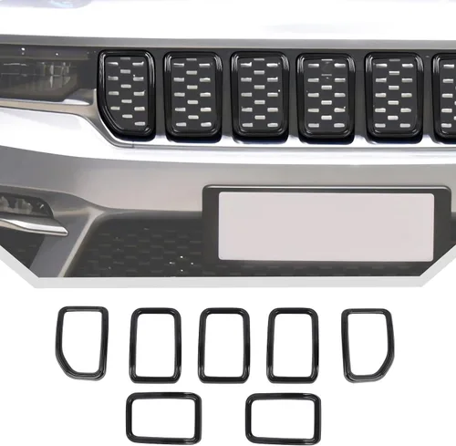 7 piezas de insertos de parrilla accesorios de rejilla para Jeep Grand Cherokee 2021+ (negro)