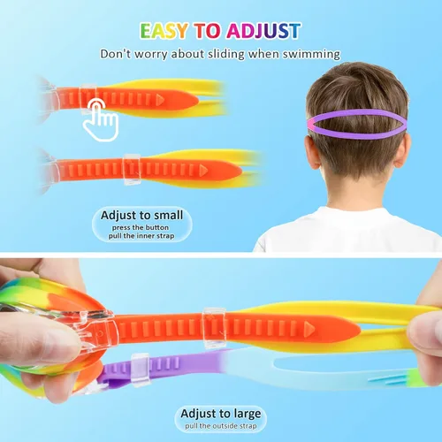 Miniatura 6 de XDX Gafas de natación para niños de 4 a 14, paquete de 4 para niños y niñas, antivaho con protección UV Multicolor-4pack-b