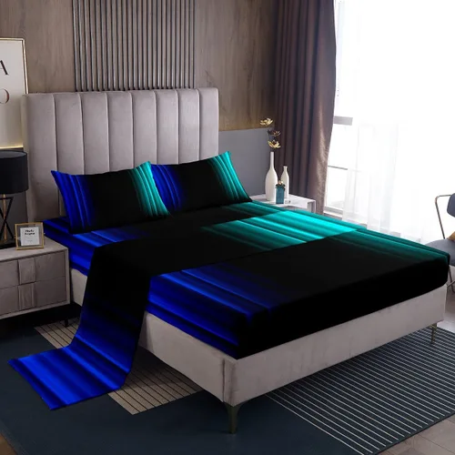 Miniatura 19 de Feelyou Juego de sábanas decorativas con ombre abstracto para niños y adolescentes, juego de sábanas rojas y negras de moda para dormitorio de niñas