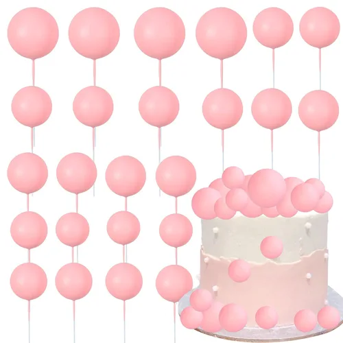 Gyufise 30 Piezas Bolas Topper para Pastel DIY Insertables para Pastel Palillos de Bolas para Pastel Topper para Cupcakes para Fiesta de Cumpleaños