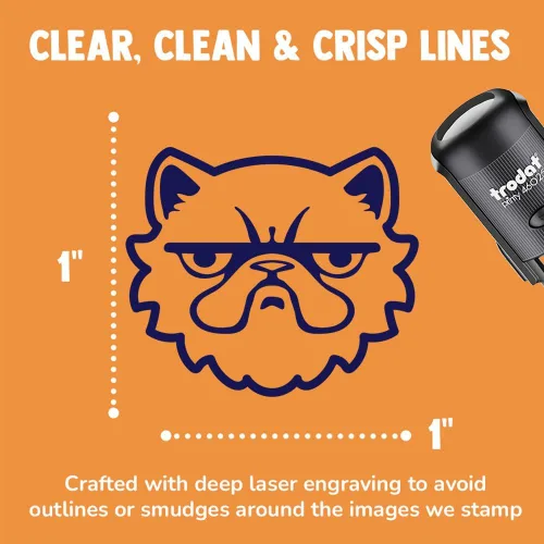 Miniatura 2 de Grumpy - Sello de tinta de goma autoentintable con cara de gato persa para estampar planificadores de manualidades, 1 pulgada mediana, tinta negra