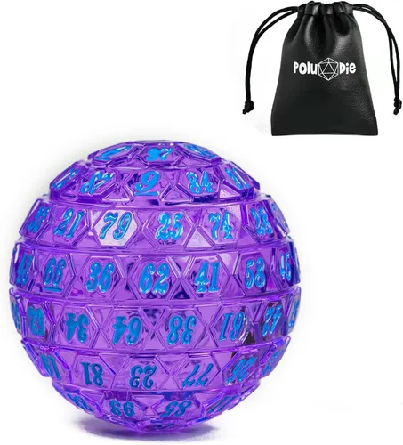 Miniatura 21 de Dados poliédricos de 100 caras, dados de juego individuales D100, cubo de 100 lados con bolsa negra, dado D100 de 1.890 in