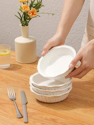 Miniatura 5 de LIFVER Sartenes de cerámica para hornear de 6 pulgadas, juego de 4 platos profundos para tartas de 11.6 onzas, mini platos redondos para tartas