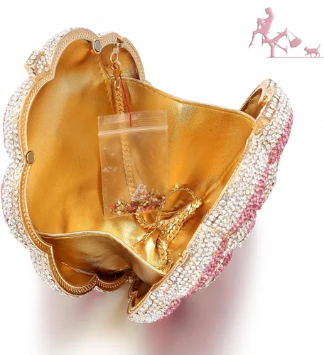 Miniatura 3 de Bolso de noche para mujer, bolso de embrague de cadena de metal con diamantes de imitación Fashion, AAA Rhinestone, Metal Chain