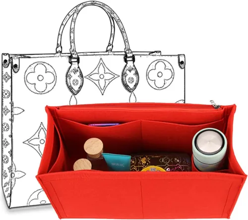 D.DUO Organizador de bolso con cremallera, organizador de mano para LV ONTHEGO (L, (14.5 x 6.7 x 7.8), rojo)
