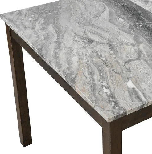 Miniatura 6 de LUXOAK Juego de mesa de comedor de madera maciza de 71 pulgadas, mesa de cocina de mármol sintético con 6 sillas, respaldos curvados y asientos