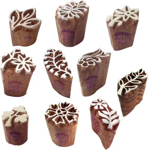 Miniatura 21 de Sellos de impresión de arcilla Arty Crafty pequeños bloques de madera con forma floral (juego de 10) Htag2101