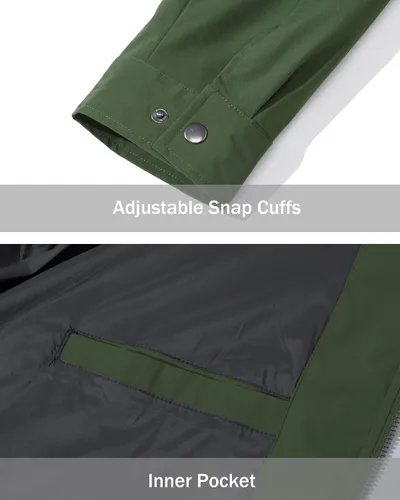 Miniatura 6 de EKLENTSON Chamarras ligeras para hombre, con cremallera completa, cuello de golf, cortavientos, con bolsillos con cremallera