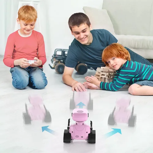 Miniatura 7 de ALLCELE Robot de juguete para niñas, robot RC recargable para niños, juguete de control remoto con música y ojos LED, regalo para niños a partir