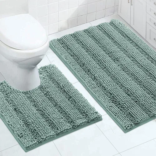 Miniatura 102 de Turquoize Alfombras de Baño de Chenilla Peludas Alfombra de Baño Antideslizante Gruesas Alfombras Peludas para Baño Chenilla Juego de Alfombra