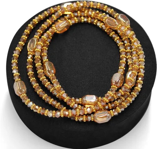Miniatura 26 de Cuentas de cintura africana elásticas hechas a mano, colección Radiance, cuentas de cintura brillantes lujosas y elegantes
