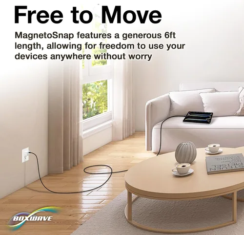 Miniatura 8 de BoxWave Cable compatible con Auna TRK-861 - MagnetoSnap AllCharge, cable de carga magnético USB tipo C Micro USB para Auna TRK-861 - Negro azabache