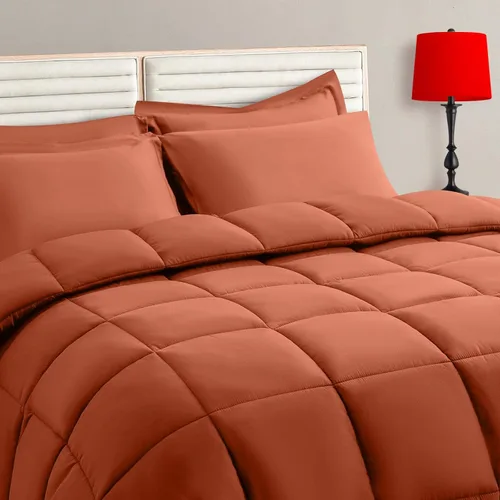 Miniatura 20 de TAIMIT Juego de edredón blanco tamaño King de 7 piezas, juego de cama en una bolsa con edredón reversible suave acolchado cálido y esponjoso