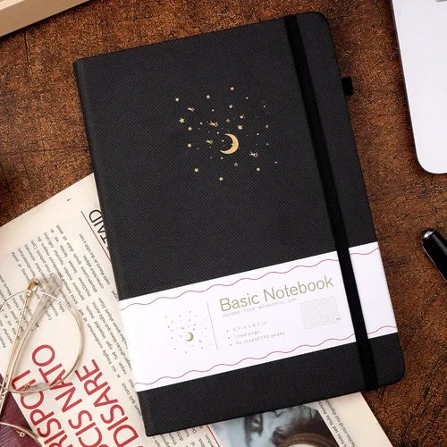 Miniatura 9 de CAGIE Cuaderno rayado para trabajo, cuaderno de tapa dura para escribir, mujeres y hombres, diario para tomar notas con lazo para bolígrafo
