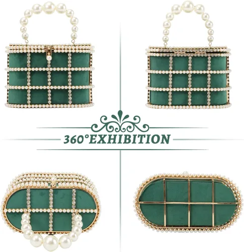 Miniatura 2 de Lanpet Bolso de noche para mujer, bolso de mano de metal con cristal para boda, baile de graduación, fiesta de cumpleaños