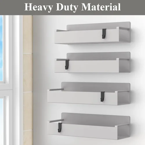 Miniatura 4 de HuggieGems Paquete de 4 organizadores magnéticos para especias para refrigerador y horno, organizadores de nevera gris claro y almacenamiento