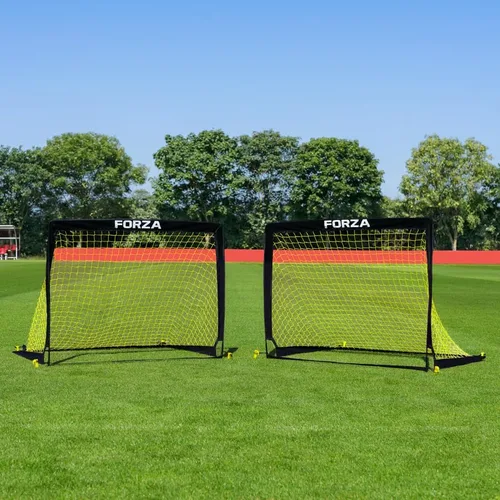 Miniatura 2 de FORZA Portería de fútbol cuadrada desplegable [4 tamaños] Postes portátiles para práctica de tiro para niños – Pop-Up en minutos Un solo o par